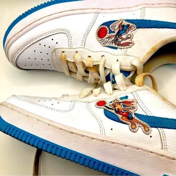Nike Air Force 1 low Space Jam Hare, white and blue, kids 4.5 or women’s 6.5 - Picture 2 of 7